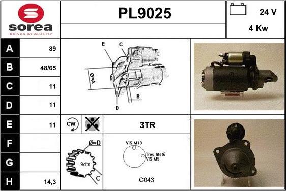 SNRA PL9025 - Starteris www.autospares.lv