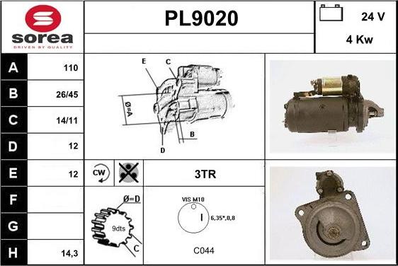 SNRA PL9020 - Starteris www.autospares.lv