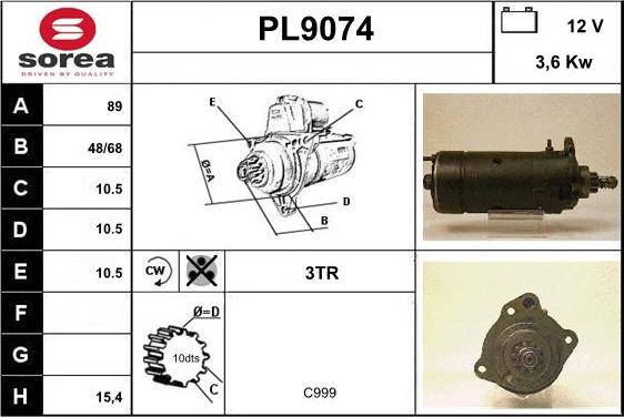 SNRA PL9074 - Starteris autospares.lv