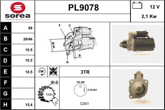 SNRA PL9078 - Starteris autospares.lv