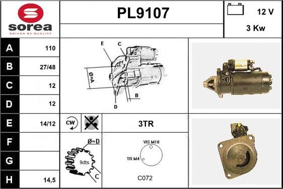 SNRA PL9107 - Starter www.autospares.lv