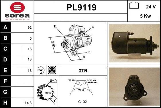 SNRA PL9119 - Starteris www.autospares.lv