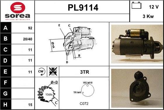 SNRA PL9114 - Starter www.autospares.lv