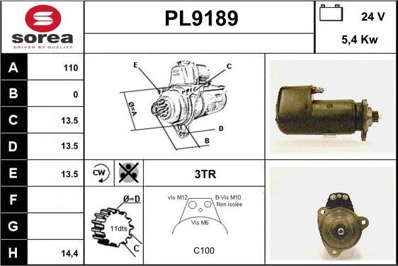 SNRA PL9189 - Starteris www.autospares.lv