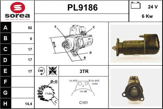 SNRA PL9186 - Starteris autospares.lv