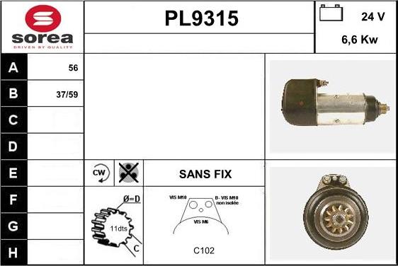 SNRA PL9315 - Starteris autospares.lv