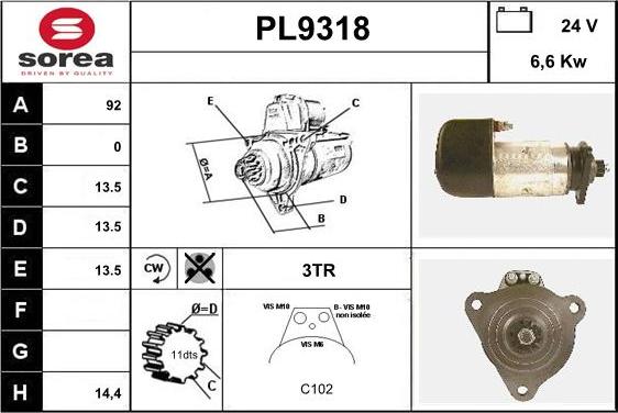 SNRA PL9318 - Starteris autospares.lv