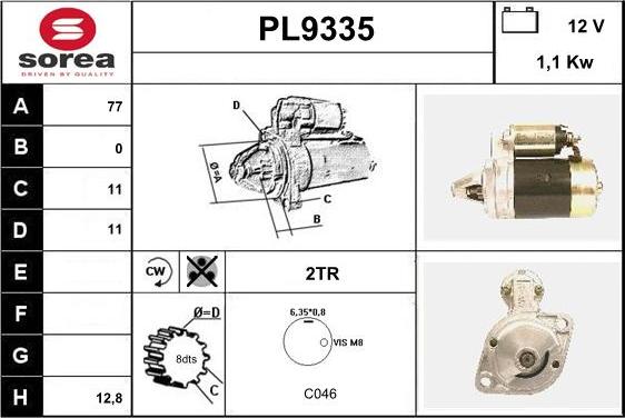 SNRA PL9335 - Starter www.autospares.lv