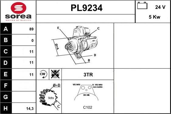 SNRA PL9234 - Starteris autospares.lv