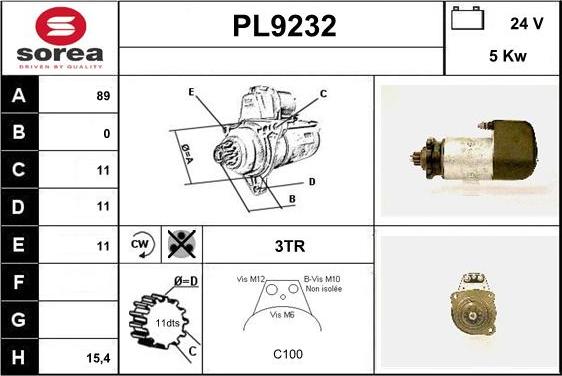 SNRA PL9232 - Starteris autospares.lv