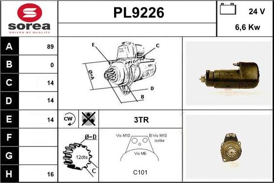 SNRA PL9226 - Стартер www.autospares.lv