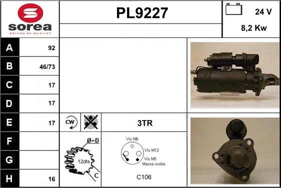 SNRA PL9227 - Starteris autospares.lv