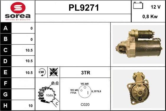 SNRA PL9271 - Стартер www.autospares.lv