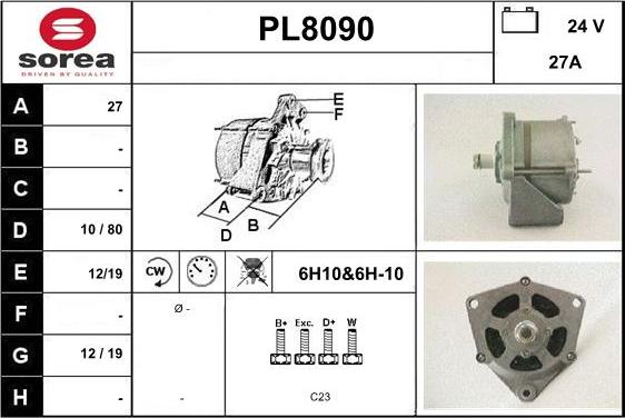 SNRA PL8090 - Ģenerators autospares.lv