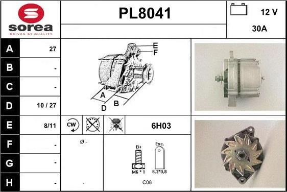 SNRA PL8041 - Ģenerators autospares.lv