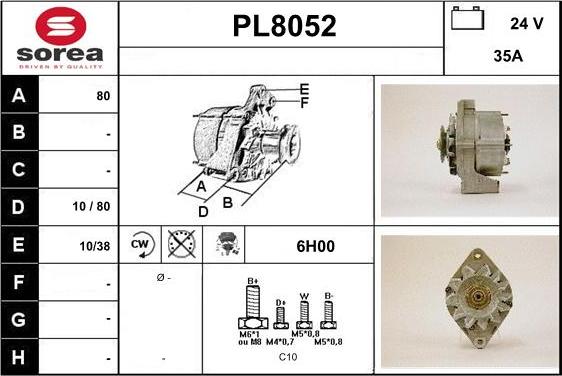 SNRA PL8052 - Alternator www.autospares.lv