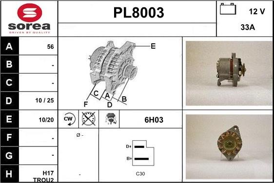 SNRA PL8003 - Ģenerators www.autospares.lv