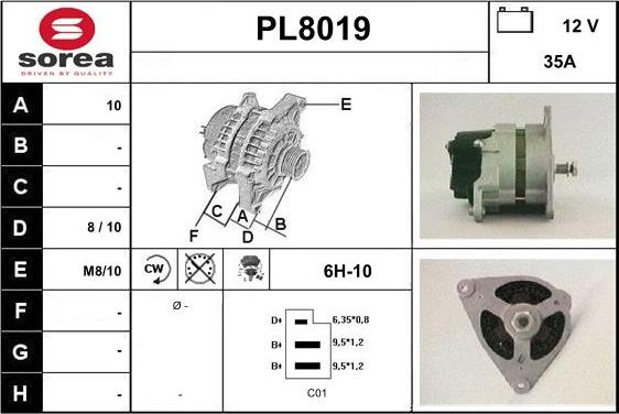 SNRA PL8019 - Alternator www.autospares.lv