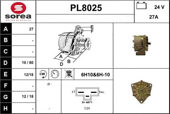 SNRA PL8025 - Ģenerators autospares.lv