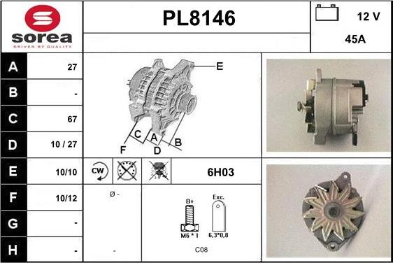 SNRA PL8146 - Ģenerators www.autospares.lv