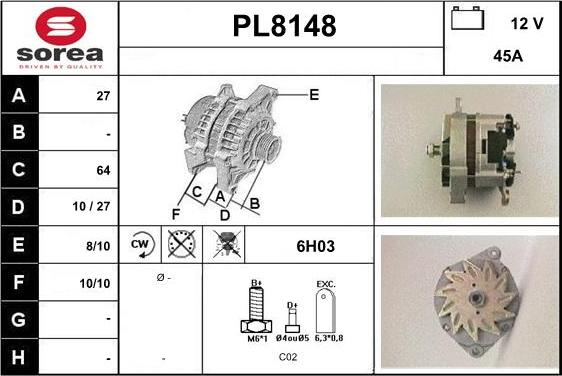 SNRA PL8148 - Генератор www.autospares.lv