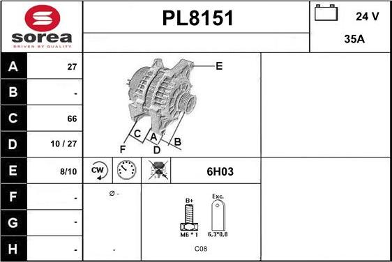 SNRA PL8151 - Ģenerators autospares.lv