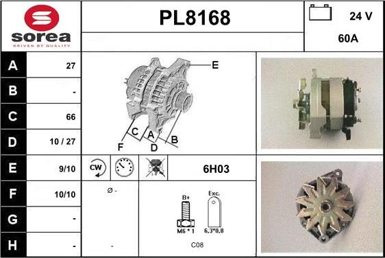 SNRA PL8168 - Генератор www.autospares.lv