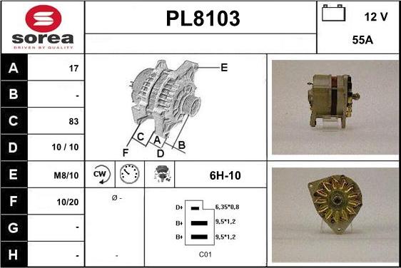 SNRA PL8103 - Генератор www.autospares.lv