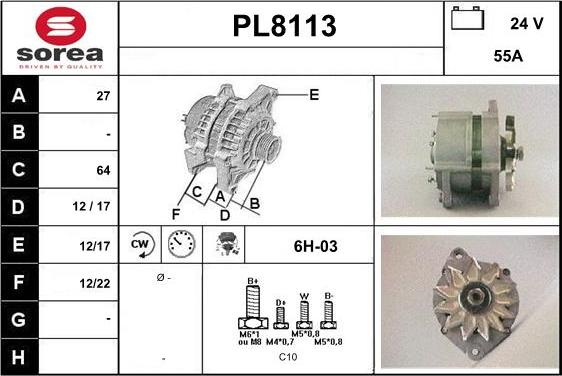 SNRA PL8113 - Ģenerators www.autospares.lv