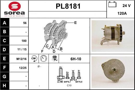 SNRA PL8181 - Alternator www.autospares.lv