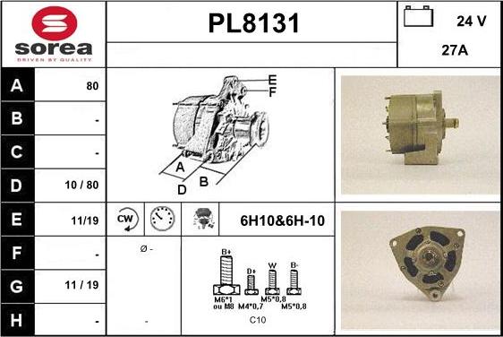 SNRA PL8131 - Alternator www.autospares.lv