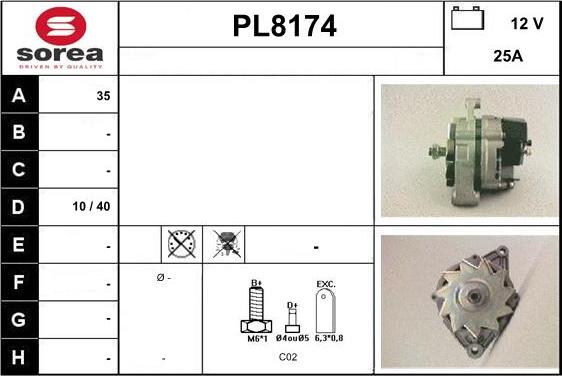 SNRA PL8174 - Alternator www.autospares.lv