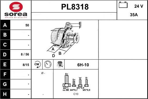 SNRA PL8318 - Alternator www.autospares.lv