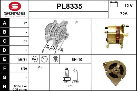 SNRA PL8335 - Ģenerators www.autospares.lv