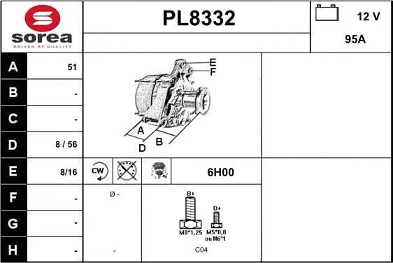 SNRA PL8332 - Alternator www.autospares.lv