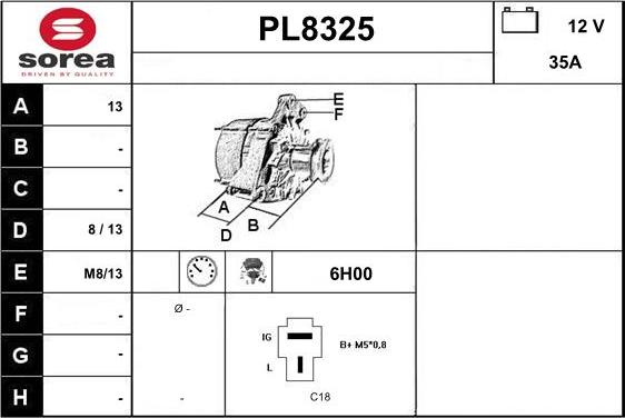 SNRA PL8325 - Ģenerators autospares.lv