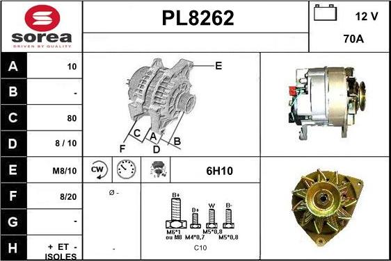 SNRA PL8262 - Alternator www.autospares.lv