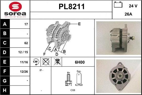 SNRA PL8211 - Ģenerators autospares.lv