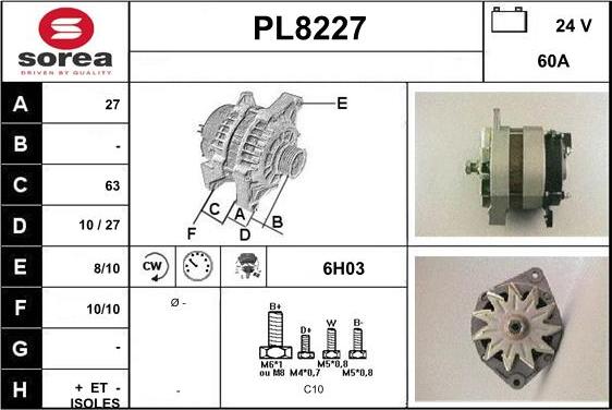 SNRA PL8227 - Генератор www.autospares.lv