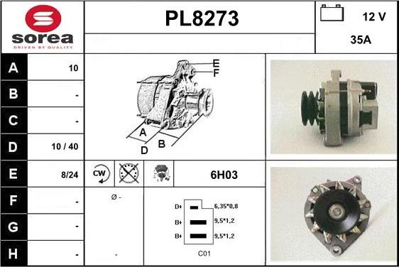 SNRA PL8273 - Alternator www.autospares.lv