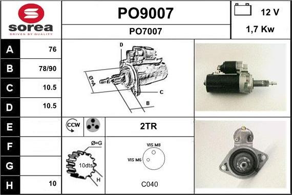 SNRA PO9007 - Starteris www.autospares.lv