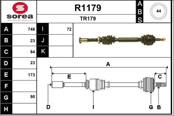 SNRA R1179 - Piedziņas vārpsta autospares.lv