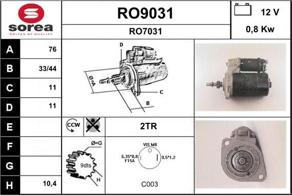 SNRA RO9031 - Стартер www.autospares.lv