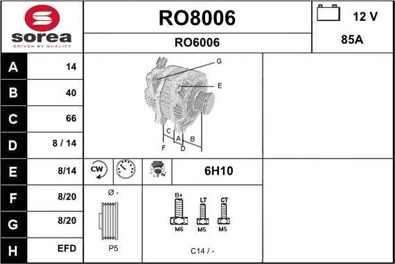 SNRA RO8006 - Alternator www.autospares.lv