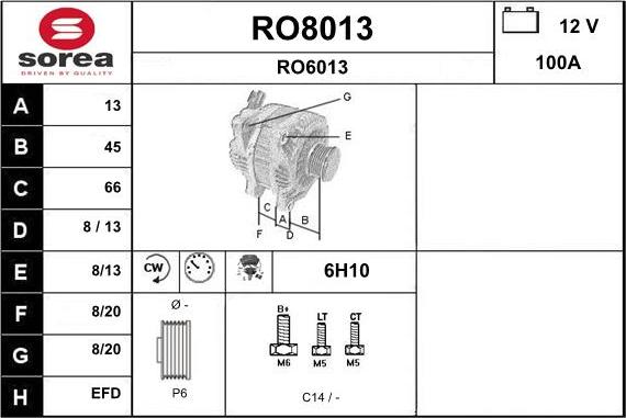 SNRA RO8013 - Alternator www.autospares.lv