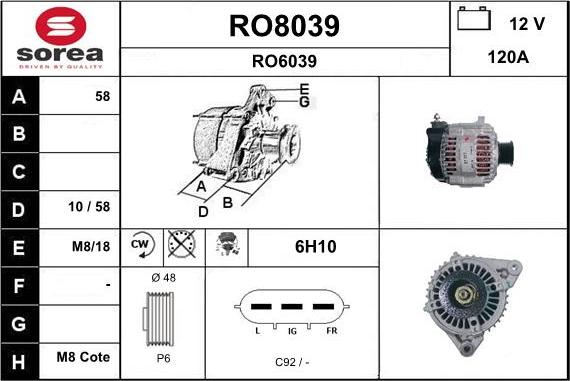 SNRA RO8039 - Генератор www.autospares.lv