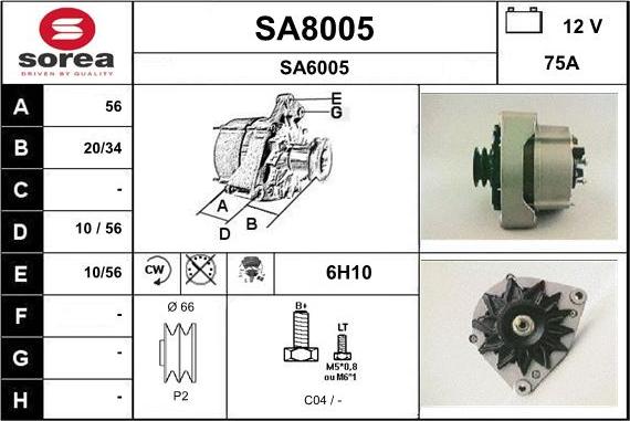 SNRA SA8005 - Генератор www.autospares.lv