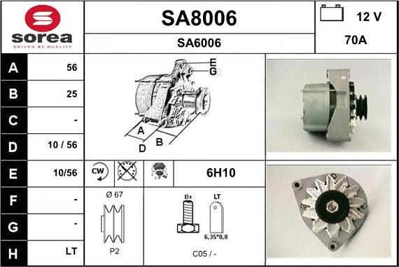 SNRA SA8006 - Генератор www.autospares.lv