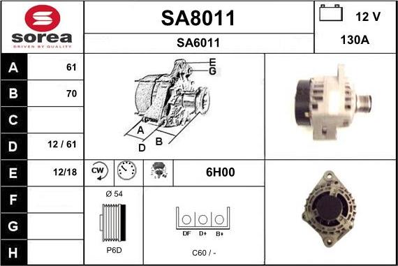 SNRA SA8011 - Генератор www.autospares.lv