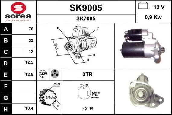 SNRA SK9005 - Starteris www.autospares.lv